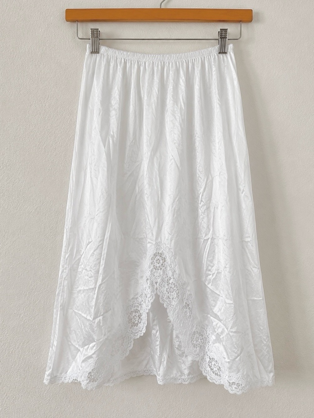Vintage Deena White Lace Trim Half Slip M Antron Nylon Made USA Boudoir Bridal